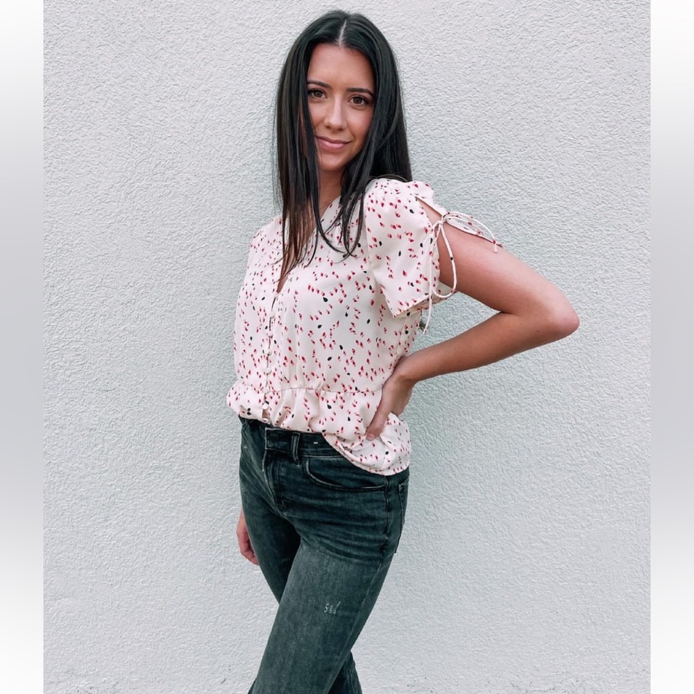 fab’rik Printed Shoulder Tie Blouse